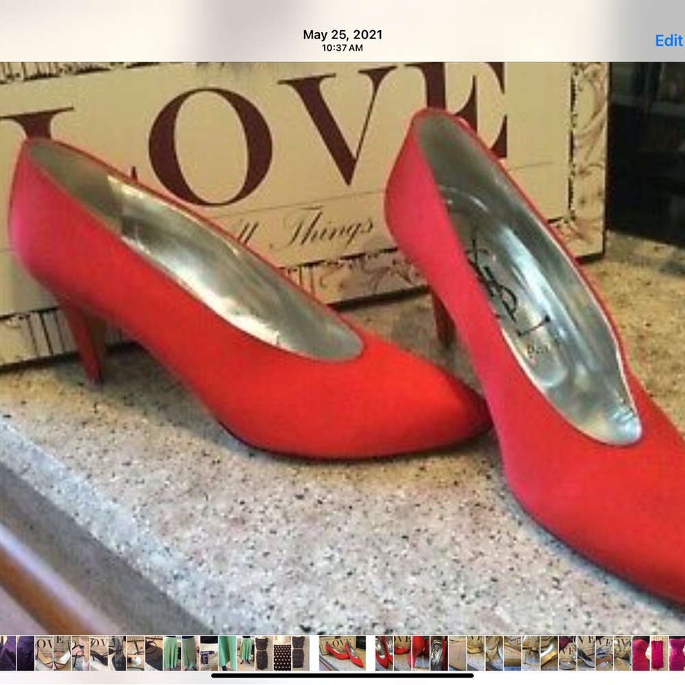 YSL Yves St Laurent Vintage Red Satin Heels